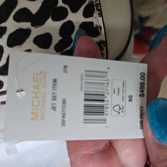 P333. Michael Kors Black Multi Dyed Calf Hair Jet Set Bag NWT - Picture 7 of 9